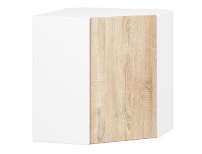 Meuble de cuisine haut AKORD d'angle W60 LIMA modulable Blanc 60 cm 1 porte façade Chêne Sonoma 2 étagères 60x30,5x58 cm