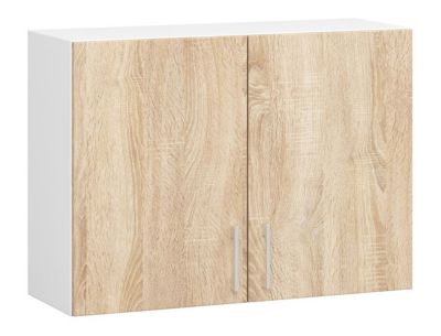 Meuble de cuisine haut AKORD W80 LIMA modulable Blanc 80 cm 2 portes façade Chêne Sonoma 2 étagères 80x30,5x58 cm