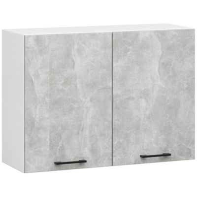 Meuble de cuisine haut AKORD W80 OLIWIA modulable Blanc 80 cm 2 portes façade Béton 2 étagères 80x30x58 cm