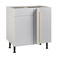 Meuble de cuisine Ice blanc d'angle façade 1 porte 1 tiroir + kit fileur + caisson bas L. 80 cm
