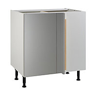 Meuble de cuisine Ice inox d'angle façade 1 porte 1 tiroir + kit fileur + caisson bas L. 80 cm
