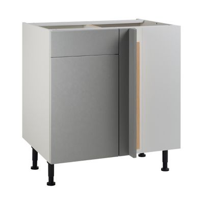 Meuble de cuisine Ice inox d'angle façade 1 porte 1 tiroir + kit fileur + caisson bas L. 80 cm