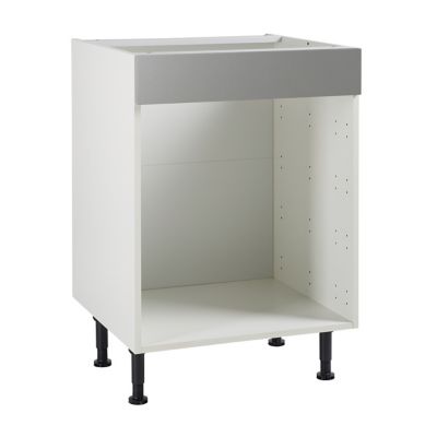 Meuble de cuisine Ice inox façade 1 bandeau four + caisson bas L. 60 cm