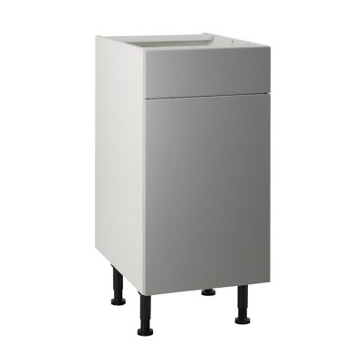 Meuble de cuisine Ice inox façade 1 porte 1 tiroir + caisson bas L. 40 cm