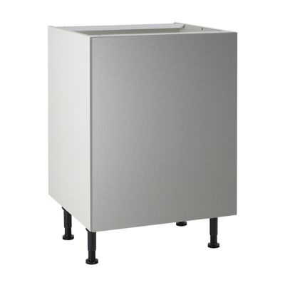 Meuble de cuisine Ice inox façade 1 porte + caisson bas L. 60 cm