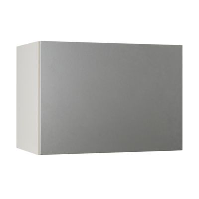 Meuble de cuisine Ice inox façade 1 porte glissante sur hotte + 1 caisson haut hotte L. 60 cm