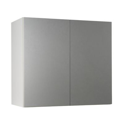 Meuble de cuisine Ice inox façade 1 porte L. 80 cm + caisson haut