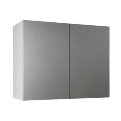 Meuble de cuisine Ice inox façade 1 porte L. 90 cm + caisson haut