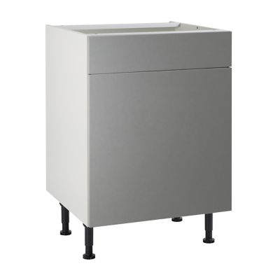 Meuble de cuisine Ice inox façades 1 porte 1 tiroir + caisson bas L. 60 cm