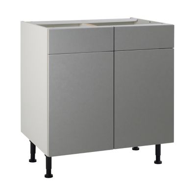 Meuble de cuisine Ice inox façades 2 portes 2 tiroirs + caisson bas L. 80 cm
