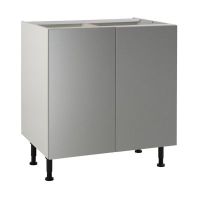 Meuble de cuisine Ice inox façades 2 portes + caisson bas L. 80 cm