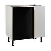 Meuble de cuisine Ice noir d'angle façade 1 porte 1 tiroir + kit fileur + caisson bas L. 80 cm