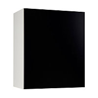 Meuble de cuisine Ice noir façade 1 porte + caisson haut L. 60 cm