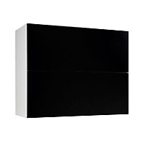 Meuble de cuisine Ice noir façade 1 porte pliante relevante + caisson L. 90 cm