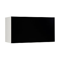 Meuble de cuisine Ice noir façade 1 porte relevante sur hotte + caisson haut L. 80 cm