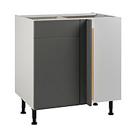 Meuble de cuisine Ice poivre d'angle façade 1 porte 1 tiroir + kit fileur + caisson bas L. 80 cm