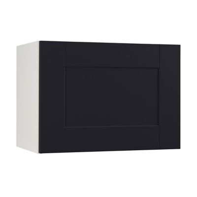 Meuble de cuisine kadral noir façade 1 porte ouvrante sur hotte + caisson haut hotte L. 60 cm