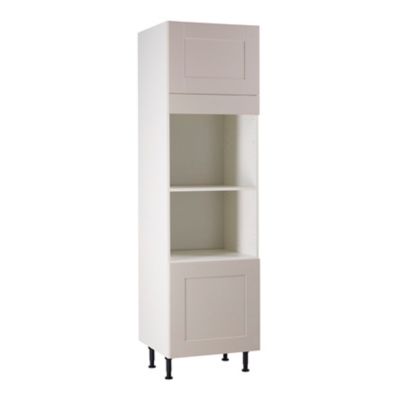 Meuble de cuisine Kadral seigle façade 1 porte sur hotte + 1 porte + bandeau four + caisson colonne L. 60 cm