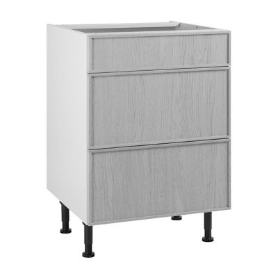 Meuble de cuisine Kontour gris façade 1 tiroir 2 casseroliers + caisson bas L. 60 cm