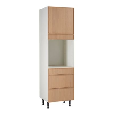 Meuble de cuisine Kontour naturel façades 1 tiroir 2 casseroliers + porte + bandeau four + caisson colonne L. 60 cm