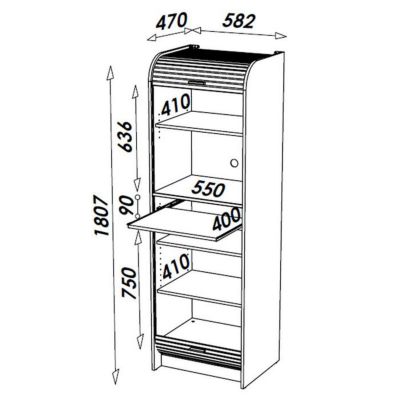 Meuble de Cuisine Micro-onde Blanc Alu 6 Niches L 58,2 H 180,7 P 47cm - L 58.2 x l 47 x H 180.7 cm
