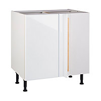 Meuble de cuisine Sixties blanc d'angle façade 1 porte 1 tiroir + kit fileur + caisson bas L. 80 cm