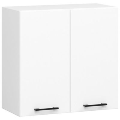 Meuble de cuisine suspendu : 2 portes, 2 étagères, blanc, 60 x 58 x 30 cm