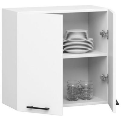 Meuble de cuisine suspendu : 2 portes, 2 étagères, blanc, 60 x 58 x 30 cm