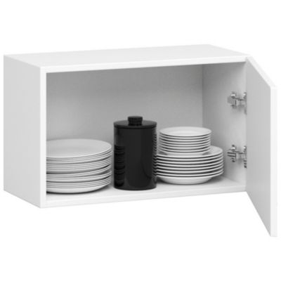Meuble de cuisine suspendu à l'avant-toit : 1 porte, 1 étagère, blanc, 60 x 29 x 30 cm