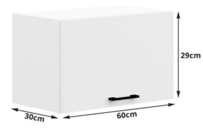 Meuble de cuisine suspendu à l'avant-toit : 1 porte, 1 étagère, blanc, 60 x 29 x 30 cm