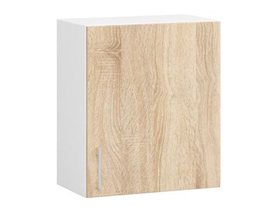 Meuble de cuisine suspendue : 1 porte, 2 étagères, blanc / Chêne Sonoma, 50 x 58 x 30,5 cm
