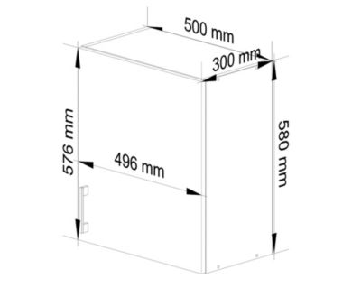 Meuble de cuisine suspendue : 1 porte, 2 étagères, blanc / Chêne Sonoma, 50 x 58 x 30,5 cm