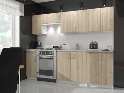 Meuble de cuisine suspendue : 1 porte, 2 étagères, blanc / Chêne Sonoma, 50 x 58 x 30,5 cm