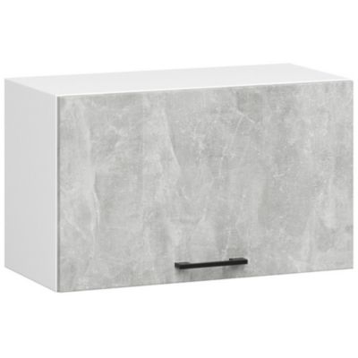 Meuble de cuisine suspendue à l'avant-toit : 1 porte, 1 étagère, blanc / béton, 60 x 29 x 30 cm