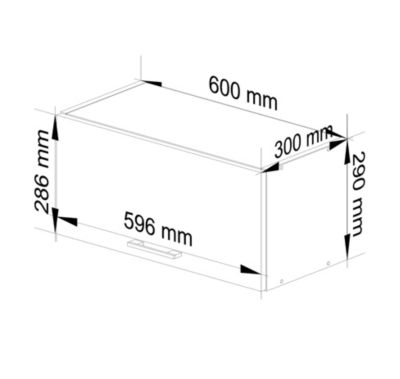 Meuble de cuisine suspendue à l'avant-toit : 1 porte, 1 étagère, blanc / béton, 60 x 29 x 30 cm
