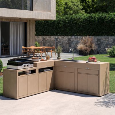 Meuble de cuisson avec tablette pour cuisine extérieure 80 x 55 cm taupe Le Marquier