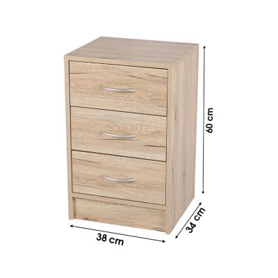 Meuble de rangement à 3 tiroirs Pratik - Hauteur 60 cm - Bois clair