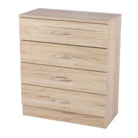 Meuble de rangement à 4 tiroirs Pratik - Hauteur 70 cm - Bois clair