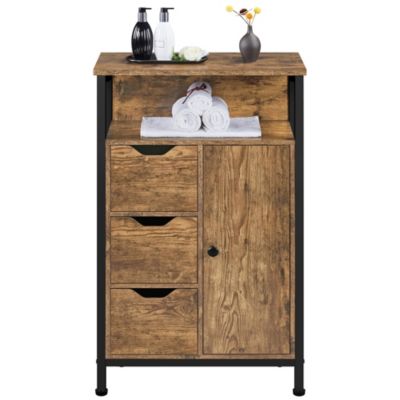 Meuble de Rangement Armoire de Salle de Bains sur Pieds Placard avec 3 Tiroirs