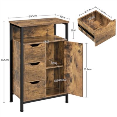 Meuble de Rangement Armoire de Salle de Bains sur Pieds Placard avec 3 Tiroirs