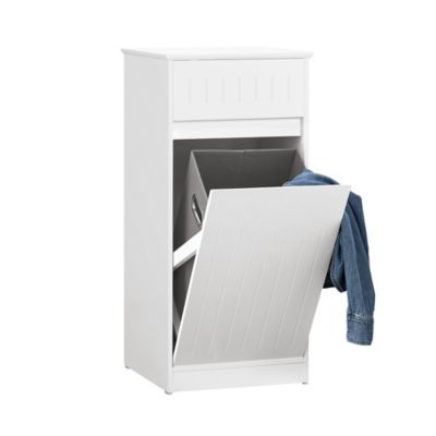 Meuble de Rangement avec 1 Tiroir et 1 Panier à Linge Amovible, BZR110-W, SoBuy