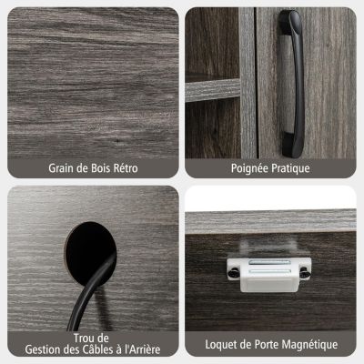 Meuble de Rangement avec Casier à Vin Etagères Ouvertes et 1 Armoire Buffet de Cuisine avec Cadre en Métal Noir 100x35x83cm Gris