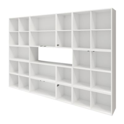 Meuble de rangement avec tiroirs blanc et effet chêne GoodHome Atomia H. 187,5 x L. 262,5 x P. 37 cm