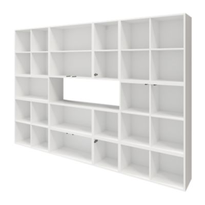 Étagère bibliothèque avec tiroirs et porte blanche brillante GoodHome  Atomia H. 187,5 x L. 150 x P. 37 cm