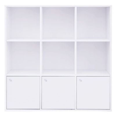 Meuble de Rangement Blanc 9 Cases avec 3 Portes - L97,5 cm