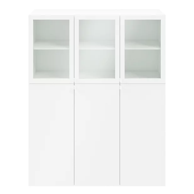 Meuble de rangement blanc avec portes battantes vitrées GoodHome Atomia H.  187,5 x L. 150 x P. 37 cm