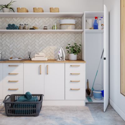 Meuble de rangement blanc GoodHome Atomia H. 187,5 x L. 50 x P. 45 cm