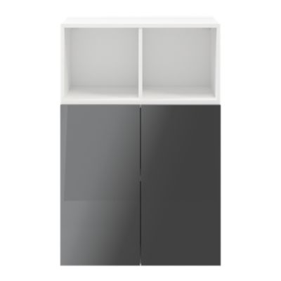 Meuble de rangement blanc portes battantes anthracite brillant GoodHome Atomia H. 112,5 x L. 75 x P. 37 cm
