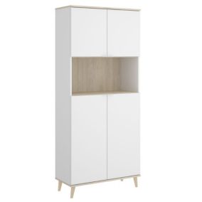 Meuble de rangement coloris blanc/naturel - Longueur 79 x Profondeur 40 x Hauteur 188 cm