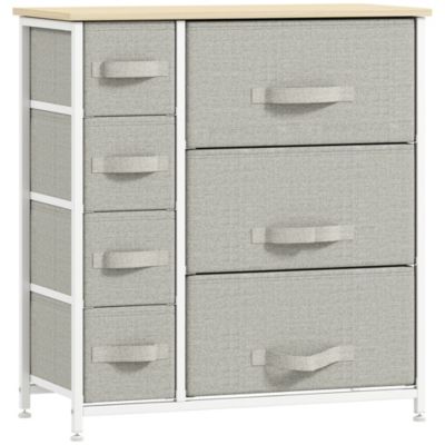 Meuble de rangement commode design 64L x 30l x 71H cm 7 tiroirs métal MDF non tissé blanc